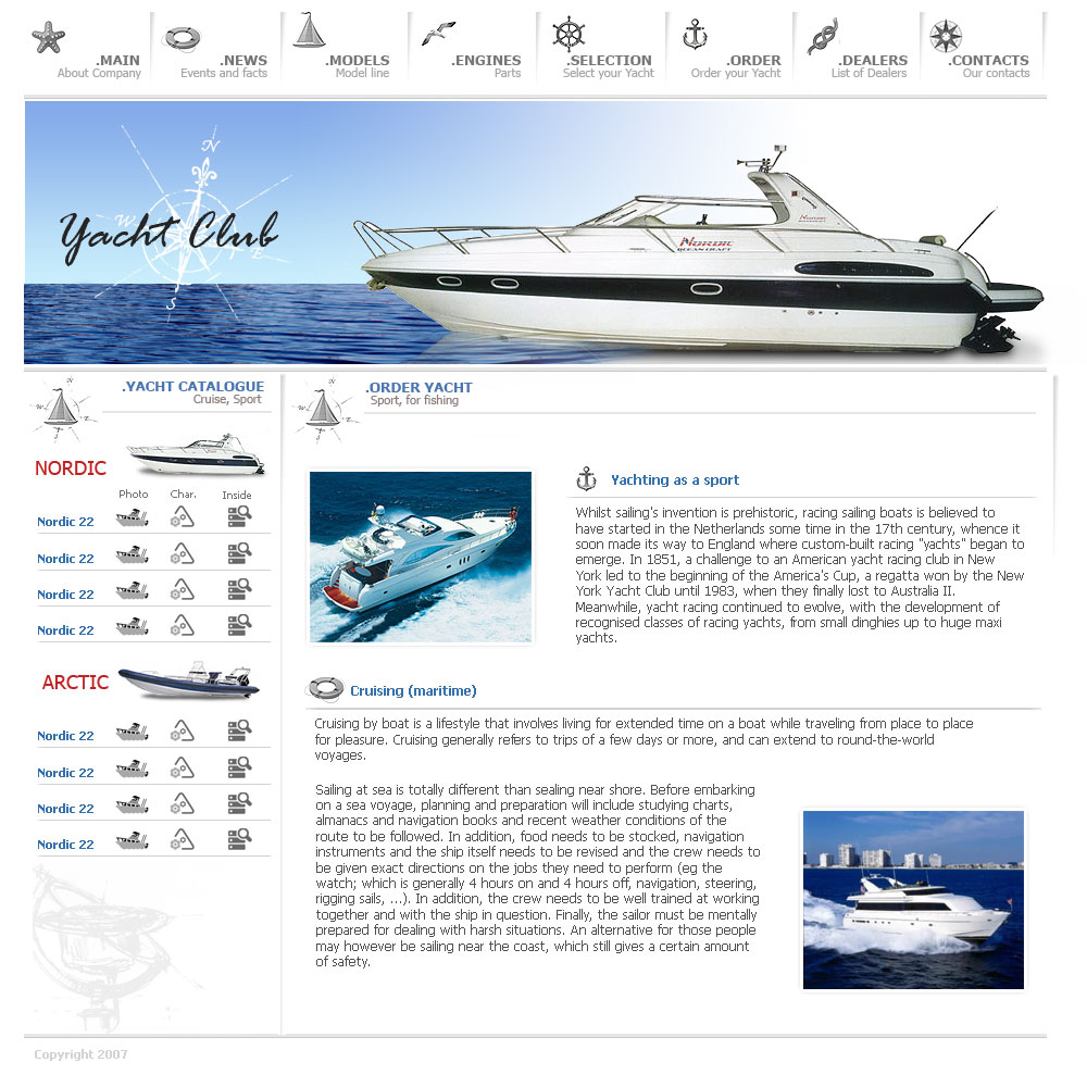 Website Design for the Yacht Club